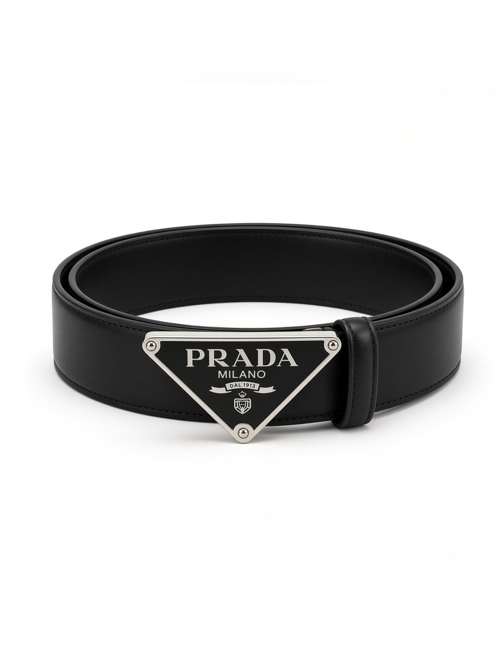 Brand New ! FASHION Black Soft Logo Triangle Belt